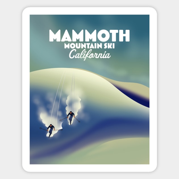 Mammoth ski, California travel poster Sticker by nickemporium1